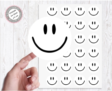 24 zuckersüße Sticker Aufkleber 4cm Lachen Gesicht Smile Happy !!! von Lüttentüddel®
